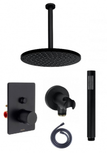 Bossini Black czarny zestaw podtynkowy z deszczownicą 280