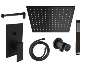 Czarny komplet podtynkowy z deszczownicą Paffoni Elle Black 300