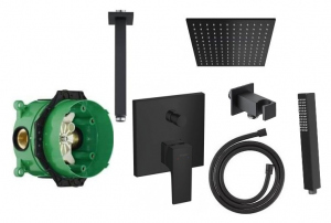 Hansgrohe Metropol Black komplet prysznicowy podtynkowy z deszczownicą 200