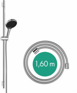 Hansgrohe Rainfinity Zestaw prysznicowy 130 3jet z drazkiem s Puro 90 cm Pushslider i tekstylnym wezem prysznicowym Designflex 160 cm chrom 28743000