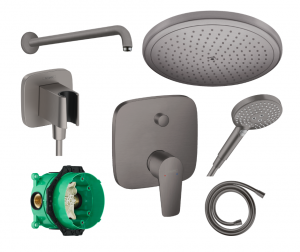 Hansgrohe Talis E 280 podtynkowy zestaw prysznicowy z deszczownicą czarny chrom szczotkowany