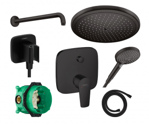 Hansgrohe Talis E 280 podtynkowy zestaw prysznicowy z deszczownicą czarny mat