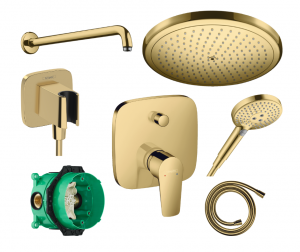 Hansgrohe Talis E 280 Gold podtynkowy zestaw prysznicowy z deszczownicą