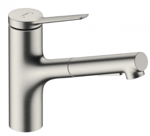 Hansgrohe Zesis M33 bateria kuchenna 150 metalowa wyciagana wylewka 2jet sBox Stal Szlachetna Finish 74821800