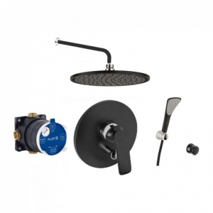 Kludi Balance Black 250 czarny zestaw podtynkowy z deszczownicą