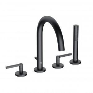Kludi Nova Fonte Puristic 4 otworowa bateria wannowa czarny mat 204253915