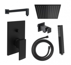Paffoni Elle Black 200 czarny zestaw podtynkowy z deszczownicą
