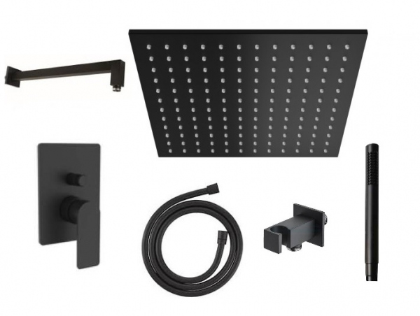 Podtynkowy zestaw natryskowy z deszczownica w wersji czarny mat Paffoni Theorema Black