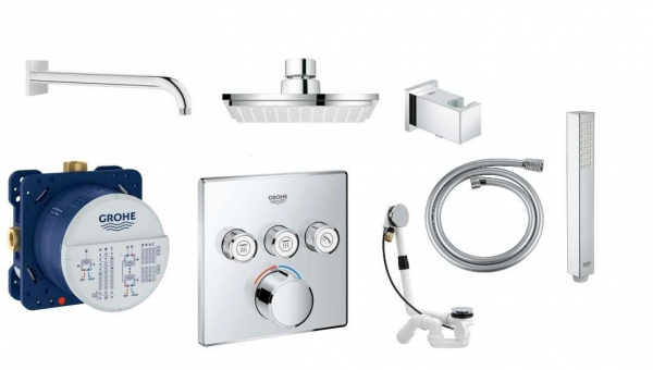 Podtynkowy termostatyczny zestaw prysznicowy do obsługi 3 odbiorników Grohe Grohtherm Smartcontrol-image_Grohe/Viega__1