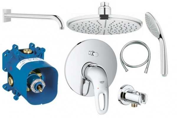 Kompletna podtynkowa bateria prysznicowa z deszczownicą 210mm, doskonałe uzupełnienie serii armatury łazienkowej Grohe Eurostyle.-image_Grohe_GR/EUROSTYLE/210_1