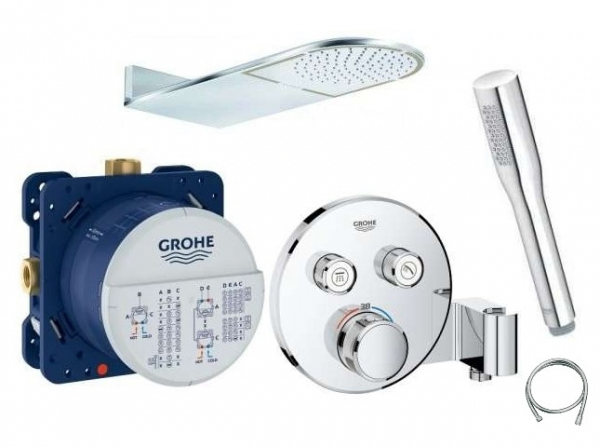 Termostatyczny zestaw podtynkowy Grohe Grohtherm Smartcontrol z deszczownicą Kludi.-image_Hansgrohe_15805000_1