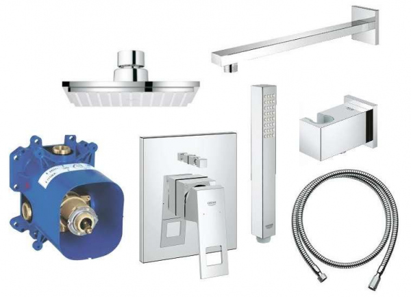 Podtynkowy pakiet podtynkowy Grohe Eurocube z kwadratowym ramieniem i deszczownicą 15cm.-image_Grohe_SET GROHE EUROCUBE 150_1