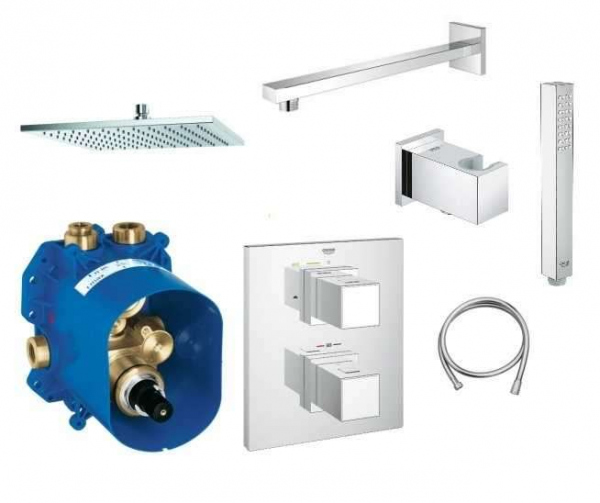 GROHE PAKIET TERMOSTATYCZNY GROT HERM CUBE Z DESZCZOWNICA 30CM-image_Kludi / Grohe_GR/GROHTHERMCUBE/300SC_1