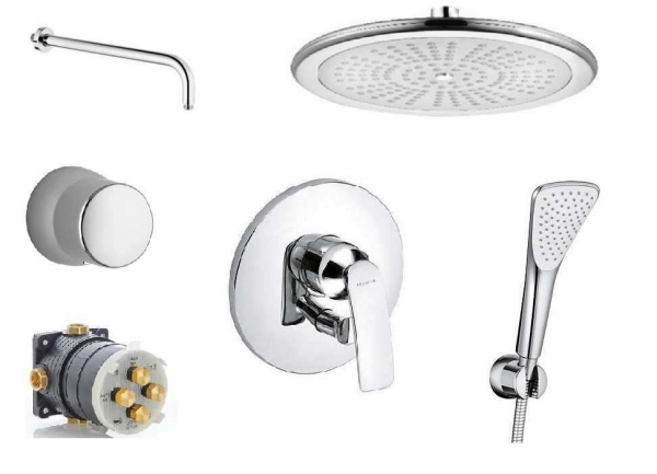 Podtynkowy zestaw prysznicowy Kludi Balance Fresh z dużą okrągłą deszczownicą.
-image_Kludi_KL/BALANCE/FRESH_1