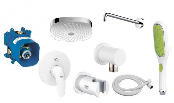 Prysznicowy zestaw podtynkowy Grohe Eurostyle White w unikalnej bieli, zestaw gotowy do montażu z deszczownicą.-image_Grohe_GR/EUROSTYLE/180W_1