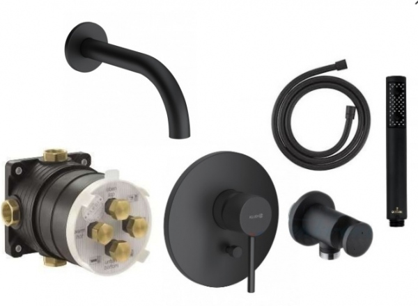 Czarny podtynkowy zestaw do wanny z wylewką L-160 Kludi Bozz Black