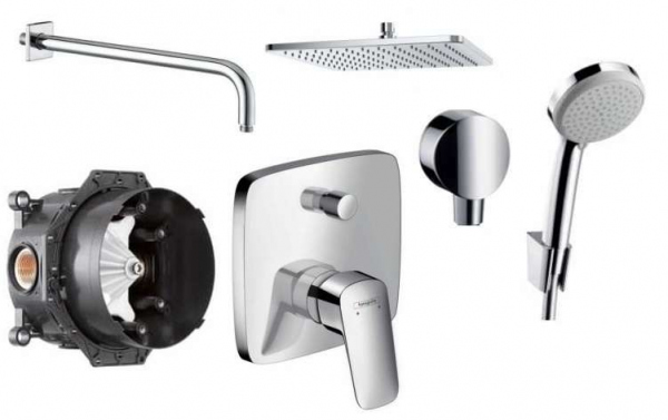 Pakiet podtynkowy do prysznica Hansgrohe Logis z deszczownicą Kludi 30cm-image_Hansgrohe_logis_1