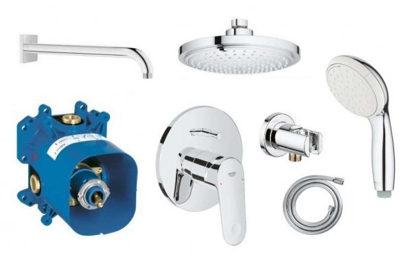 Grohe Europlus pakiet podtynkowy do kabiny prysznicowej z deszczownicą 18cm -image_Grohe_27184LS0_1