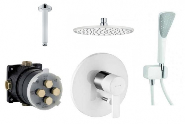 Kludi Zenta white komplet podtynkowy z deszczownicą 25cm w wersji sufitowej.-image_Grohe_38958000_1