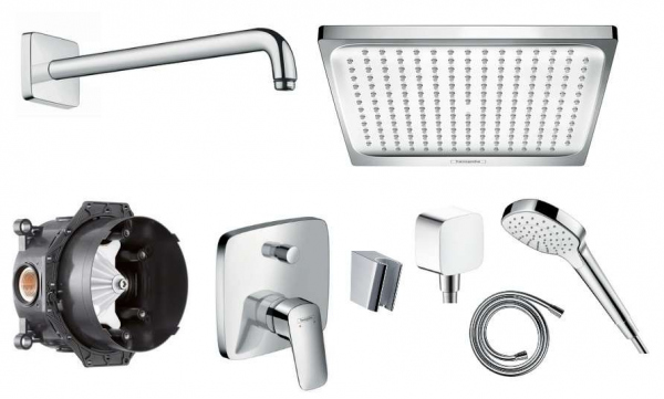 Prysznicowy pakiet podtynkowy Logis z deszczownicą 24 cm kwadratową-image_Hansgrohe_HGR/LOGIS/E240_1