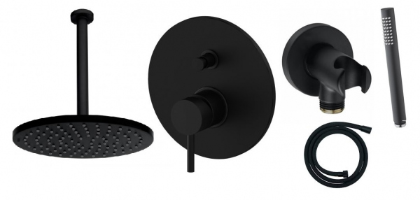 Czarny podtynkowy zestaw prysznicowy Paffoni Light Black 280 z deszczownica sufitowa -image_Paffoni_PAFFONI/LIGHTBLACK/280_1