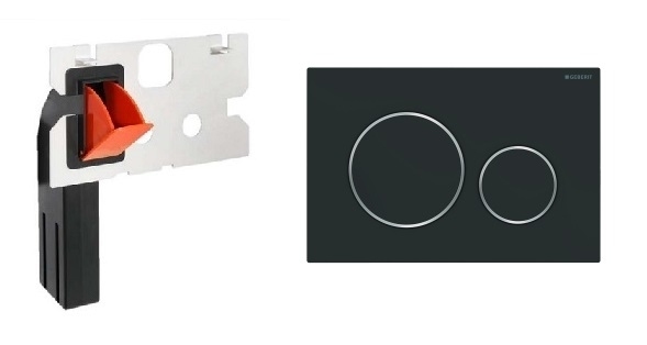 Geberit przycisk Sigma 20 w kolorze czarny mat z pojemnikiem na kostki higieniczne.-image_Geberit + HomeMade__1