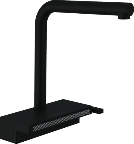 Bateria zlewozmywakowa Hansgrohe Aquano M81 Select 73836670 z wyciąganą wylewką czarny mat