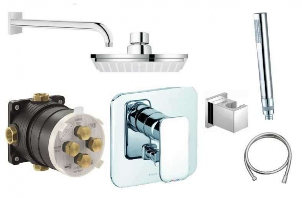 Podtynkowy zestw prysznicowy Kludi E2 150 KL/2E2/150 z kwadratową deszczownicą - do obsługi 2 odbiorników.-image_Kludi / Grohe_KL/2E2/150_1