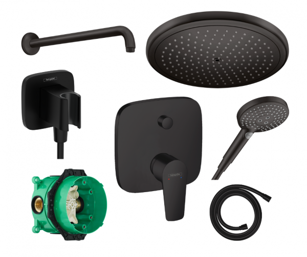 Podtynkowy zestaw prysznicowy Hansgrohe Talis E z deszczownicą 280mm w wersji czarny mat
