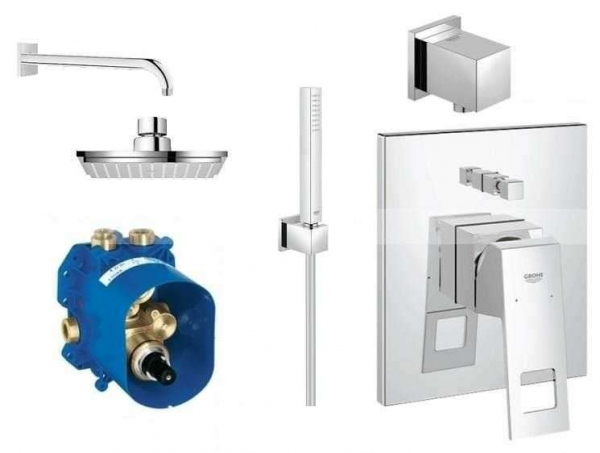 Grohe Eurocube kompletny zestaw podtynkowej baterii prysznicowej z kwadratową deszczownicą i ściennym ramieniem 117657-image_Grohe_117657_1