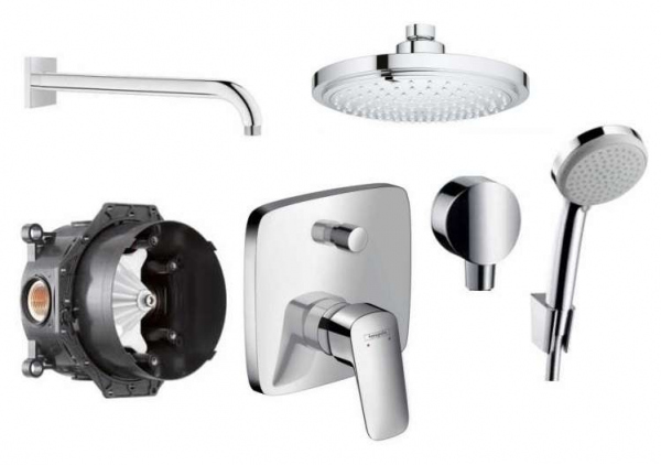 Kompletny zestaw prysznicowy Hansgrohe Logis z deszczownicą Grohę Euphoria 18cm-image_Hansgrohe_71405000_1