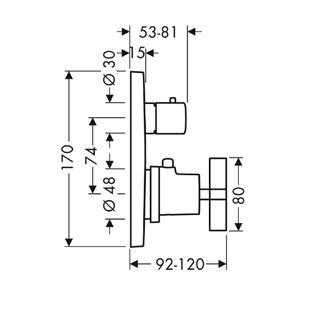 Wymiary techniczne podtynkowej baterii termostatycznej Axor Citterio 39725000.-image_Hansgrohe_39725000_3