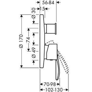 rysunek techniczny baterii podtynkowej Starck Classic 10415000-image_Hansgrohe_10415000_3