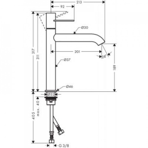 Dane techniczne baterii Axor Uno 190 38032820-image_Axor_38032820_2