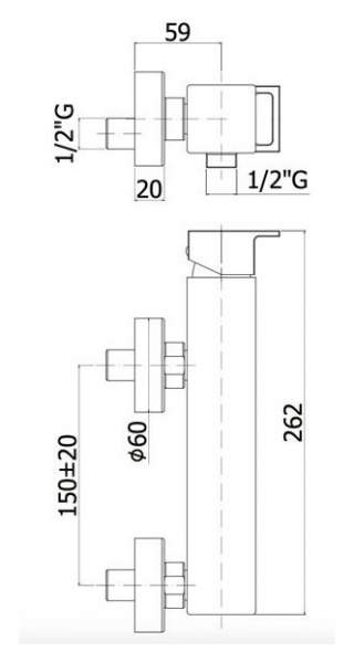 Wymiary techniczne baterii prysznicowej Paffoni ELlE z zestawem natryskowym -image_Paffoni_EL168DCR_2
