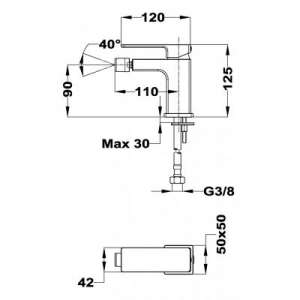 Rysunek techniczny baterii bidetowej Teka Soller -image_Teka_856261200_2