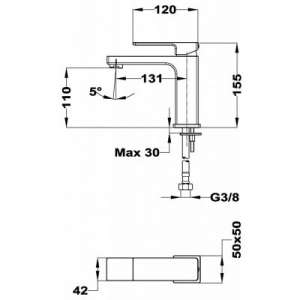 Rysunek techniczny baterii Teka Soller do umywalki -image_Teka_853461250_2