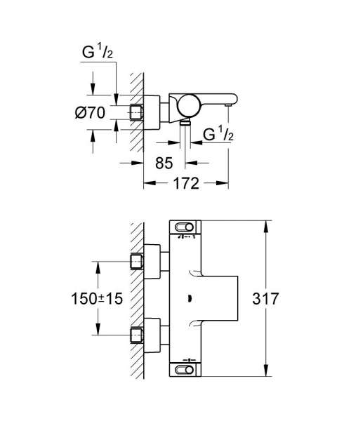 Wymiary techniczne baterii termostatycznej Grohe Grohtherm 2000 34174001-image_Grohe_34174001_4