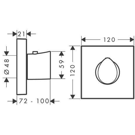 Wymiary techniczne baterii termostatycznej Hansgrohe Axor Strack Organic 12712000-image_Hansgrohe_12712000_3