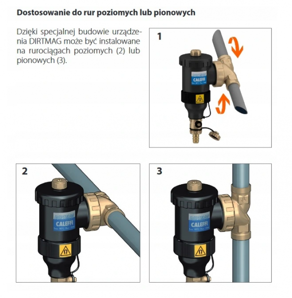 Montaż filtra magnetycznego Caleffi Dirtmag