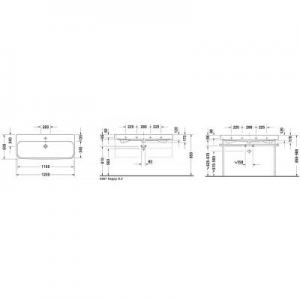 Wymiary techniczne umywalki Duravit Happy D.2 2318120000-image_Duravit_2318120000_2