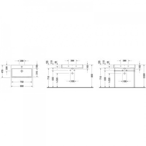 Wymiary techniczne umywalki Duravit Vero Air 2350800000-image_Duravit_2350800000_2