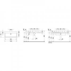 Wymiary techniczne umywalki Duravit Vero 0454100028-image_Duravit_0454100028_2