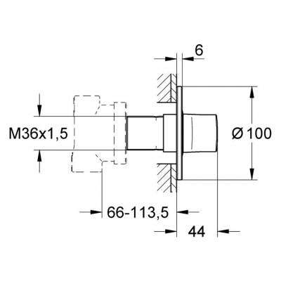 Wymiary techniczne przełącznika pięciodrożnego Grohe Ondus 19448000-image_Grohe_19448000_3