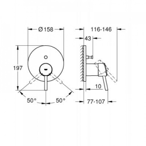 Wymiary techniczne podtynkowej baterii wannowej Grohe Concetto -image_Grohe_24054001_2