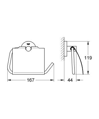 Rysunek techniczny uchwytu na papier Grohe Essentials 40367A01 -image_Grohe__1