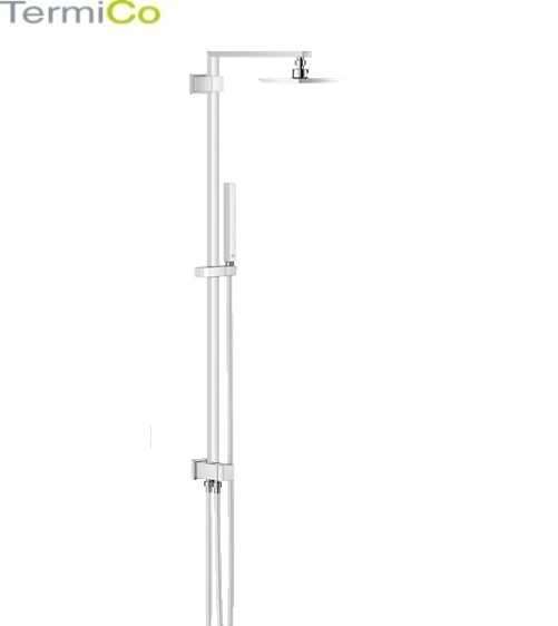 Kubistyczna natynkowa kolumna ze zintegrowaną deszczownicą Grohe 27696000 - idealne rozwiązanie do małych łazienek przy wannie z parawanem.-image_Grohe_27696000_3