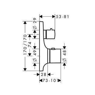 Wymiary techniczne baterii podtynkowej termostatycznej Hansgrohe Axor Massaud 18750000-image_Hansgrohe_18750000_3