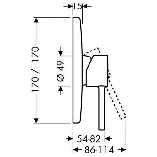 Wymiary techniczne baterii prysznicowej podtynkowej Hansgrohe Axor Starck X 10645000-image_Hansgrohe_10645000_3