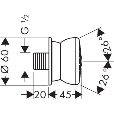 Wymiary techniczne dyszy bocznej z funkcja stop -image_Hansgrohe_28467000_3
